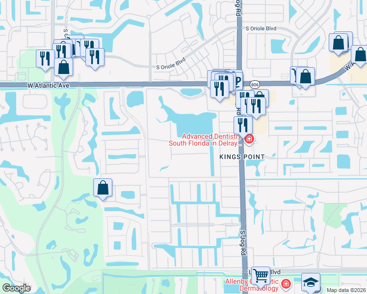 map of restaurants, bars, coffee shops, grocery stores, and more near 172 Waterford Way in Delray Beach
