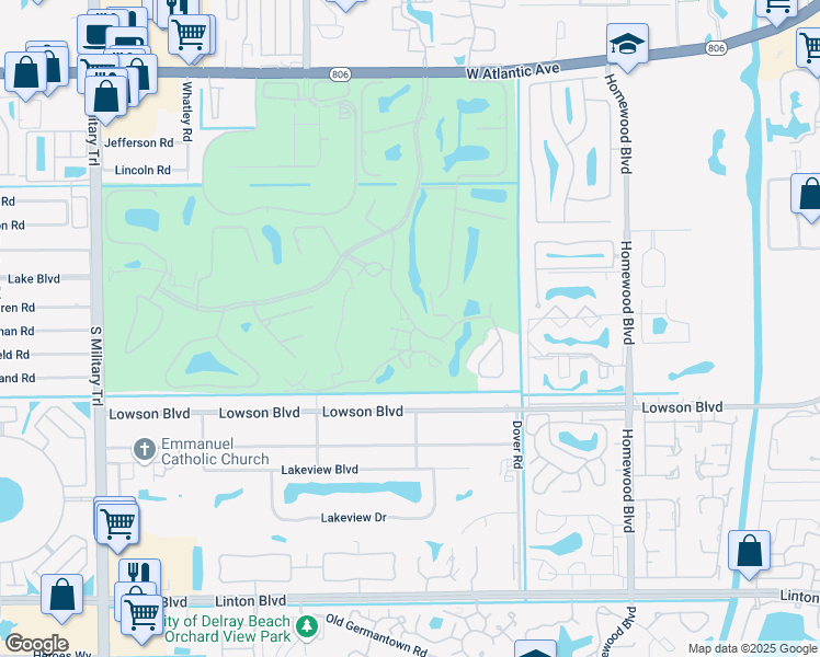 map of restaurants, bars, coffee shops, grocery stores, and more near 730 Greensward Court in Delray Beach