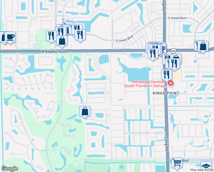 map of restaurants, bars, coffee shops, grocery stores, and more near 15550 Fiorenza Circle in Delray Beach