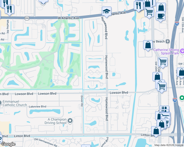 map of restaurants, bars, coffee shops, grocery stores, and more near 2828 Casita Way in Delray Beach