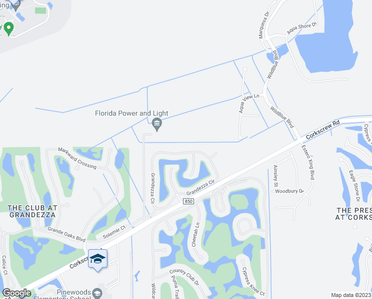 map of restaurants, bars, coffee shops, grocery stores, and more near 12575 Grandezza Circle in Estero
