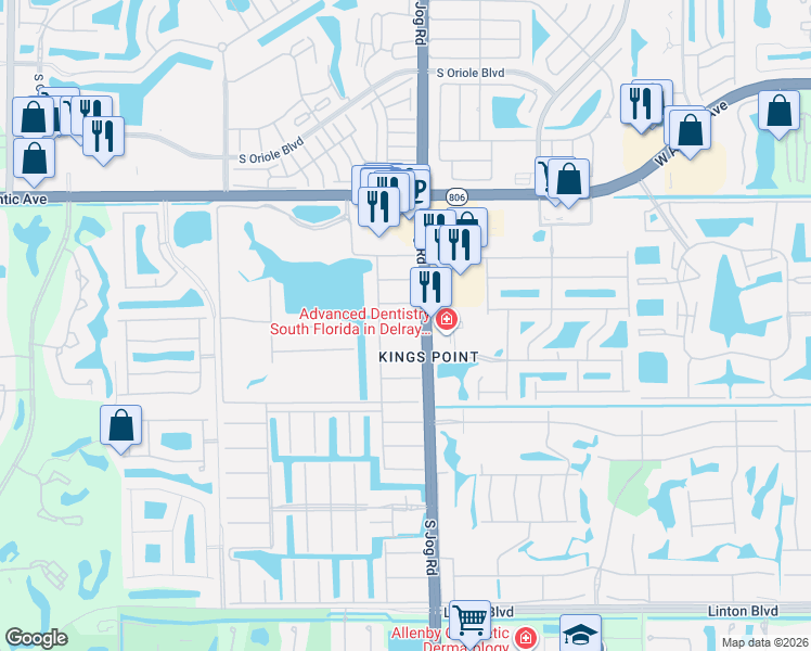 map of restaurants, bars, coffee shops, grocery stores, and more near 156 Seville H in Delray Beach