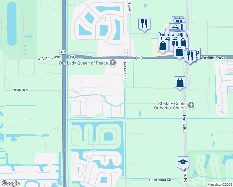map of restaurants, bars, coffee shops, grocery stores, and more near 9605 Brook Isles Avenue in Delray Beach