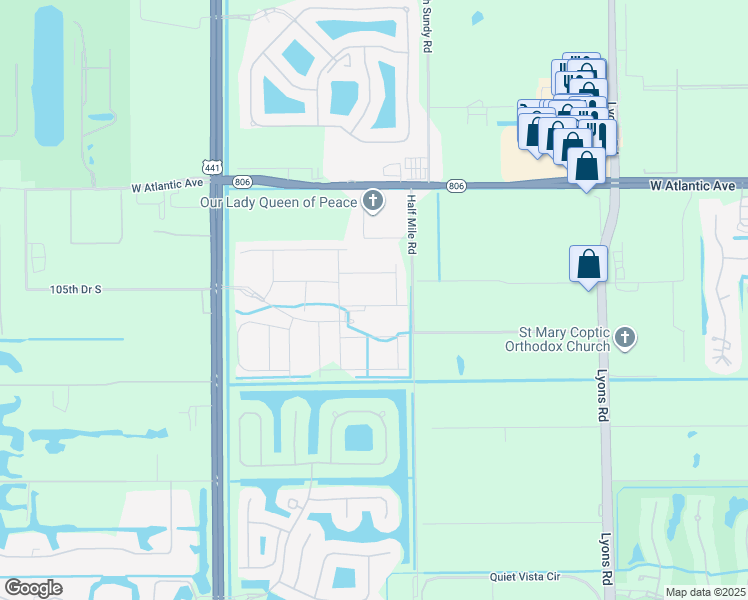 map of restaurants, bars, coffee shops, grocery stores, and more near 9605 Brook Isles Avenue in Delray Beach