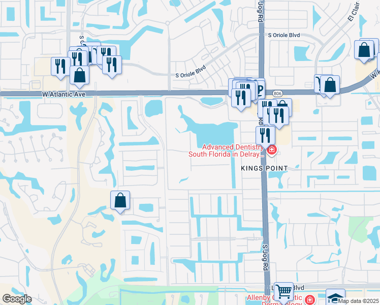 map of restaurants, bars, coffee shops, grocery stores, and more near 3 Waterford Way in Delray Beach