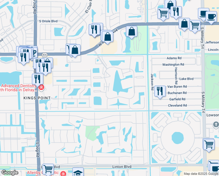 map of restaurants, bars, coffee shops, grocery stores, and more near 15109 Ashland Drive in Delray Beach