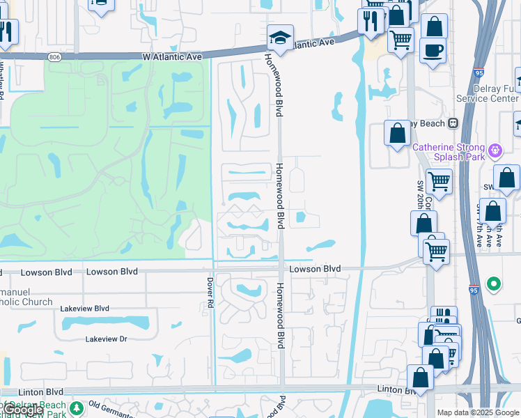 map of restaurants, bars, coffee shops, grocery stores, and more near 2725 Casita Way in Delray Beach