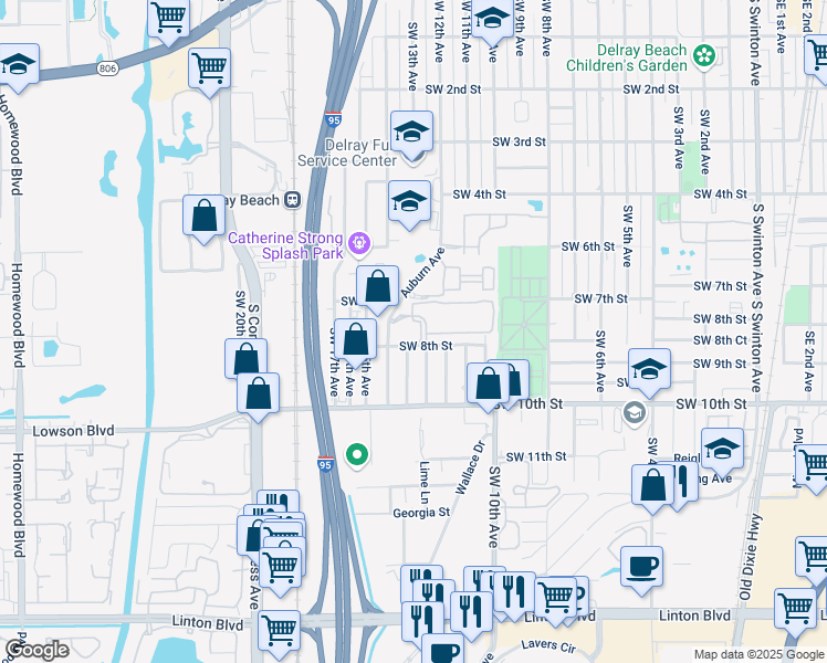 map of restaurants, bars, coffee shops, grocery stores, and more near 770 Southwest 12th Avenue in Delray Beach