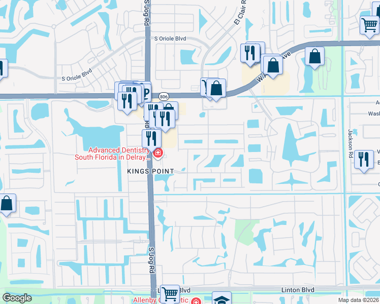 map of restaurants, bars, coffee shops, grocery stores, and more near 6222 Caladium Road in Delray Beach