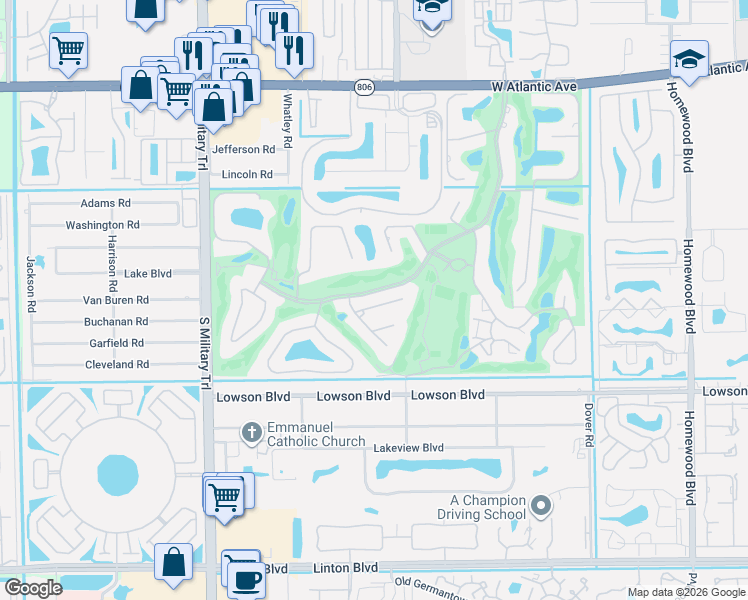 map of restaurants, bars, coffee shops, grocery stores, and more near 4631 Cocoplum Way in Delray Beach
