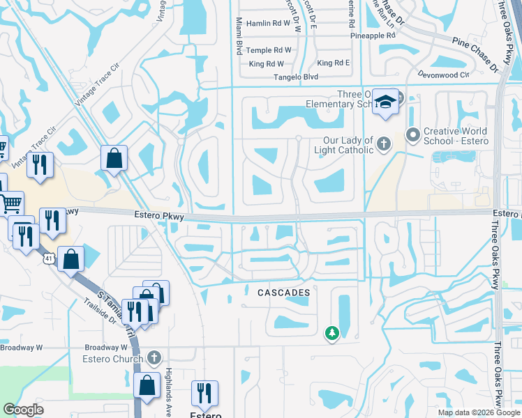 map of restaurants, bars, coffee shops, grocery stores, and more near 19664 Villa Rosa Loop in Fort Myers