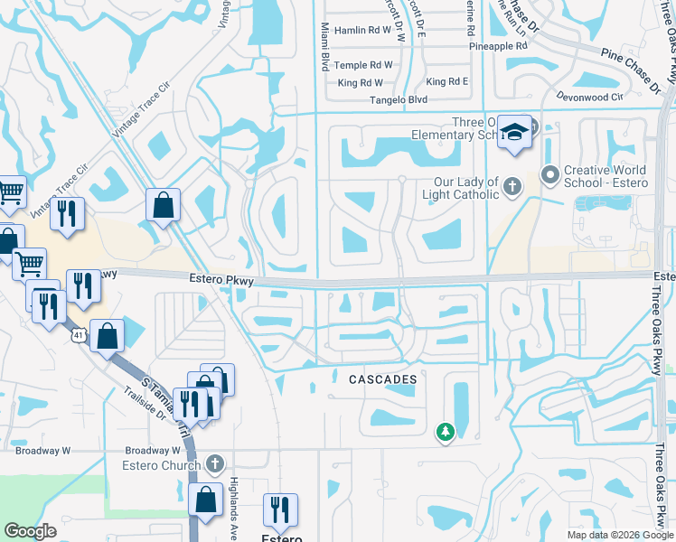 map of restaurants, bars, coffee shops, grocery stores, and more near 19664 Villa Rosa Loop in Fort Myers
