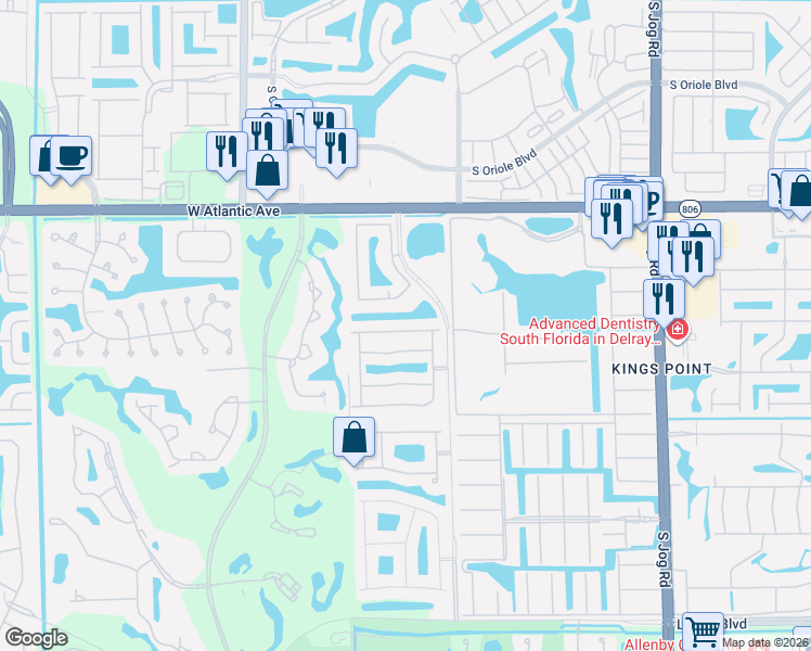 map of restaurants, bars, coffee shops, grocery stores, and more near 15510 Fiorenza Circle in Delray Beach