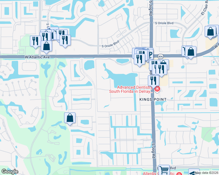 map of restaurants, bars, coffee shops, grocery stores, and more near 3 Waterford Way in Delray Beach