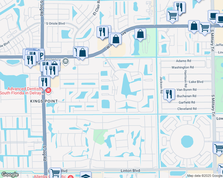 map of restaurants, bars, coffee shops, grocery stores, and more near 15108 Ashland Drive in Delray Beach