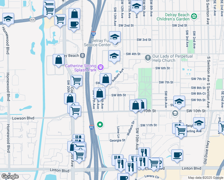 map of restaurants, bars, coffee shops, grocery stores, and more near 770 Southwest 12th Avenue in Delray Beach