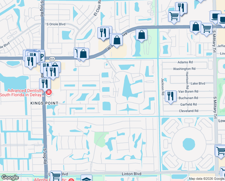 map of restaurants, bars, coffee shops, grocery stores, and more near 15108 Ashland Drive in Delray Beach
