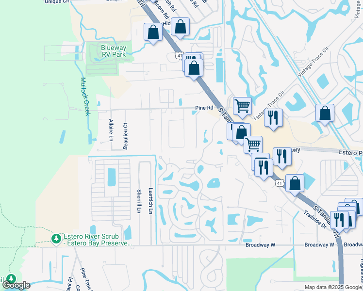 map of restaurants, bars, coffee shops, grocery stores, and more near 19814 Coconut Harbor Circle in Fort Myers
