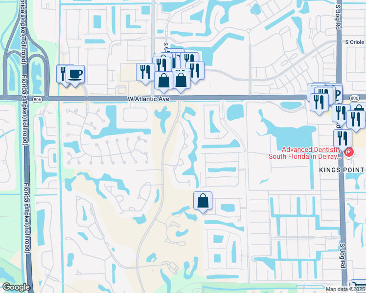 map of restaurants, bars, coffee shops, grocery stores, and more near 15343 Strathearn Drive in Delray Beach