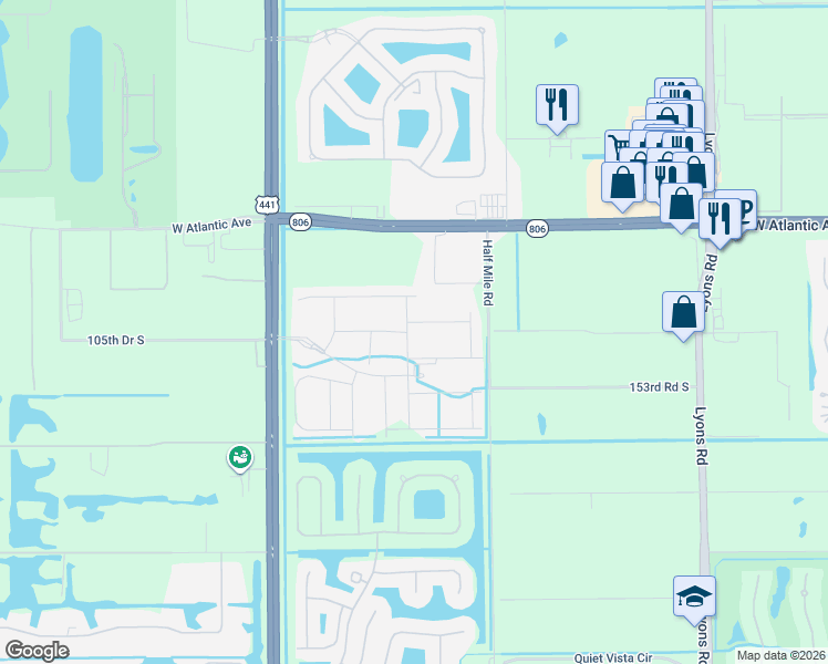 map of restaurants, bars, coffee shops, grocery stores, and more near 15240 Seaglass Terrace Lane in Delray Beach