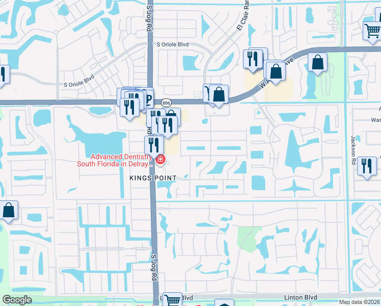 map of restaurants, bars, coffee shops, grocery stores, and more near 6222 Caladium Road in Delray Beach