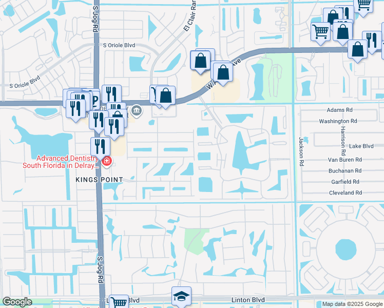 map of restaurants, bars, coffee shops, grocery stores, and more near 6047 Caladium Road in Delray Beach
