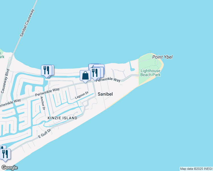 map of restaurants, bars, coffee shops, grocery stores, and more near 1155 Seagrape Lane in Sanibel