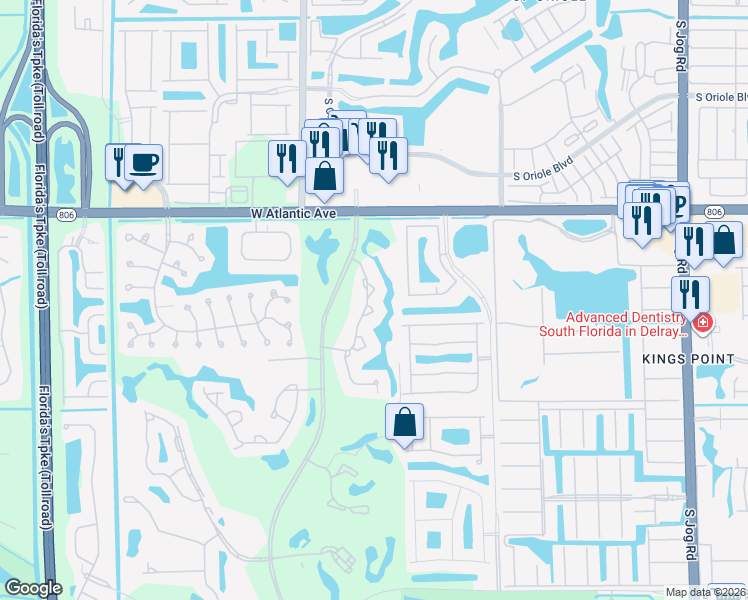 map of restaurants, bars, coffee shops, grocery stores, and more near 7431 West Atlantic Avenue in Delray Beach