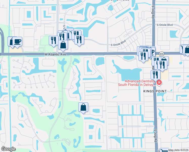 map of restaurants, bars, coffee shops, grocery stores, and more near 15155 Michelangelo Boulevard in Delray Beach