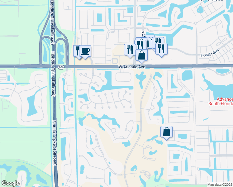 map of restaurants, bars, coffee shops, grocery stores, and more near 7585 Lexington Club Boulevard in Delray Beach