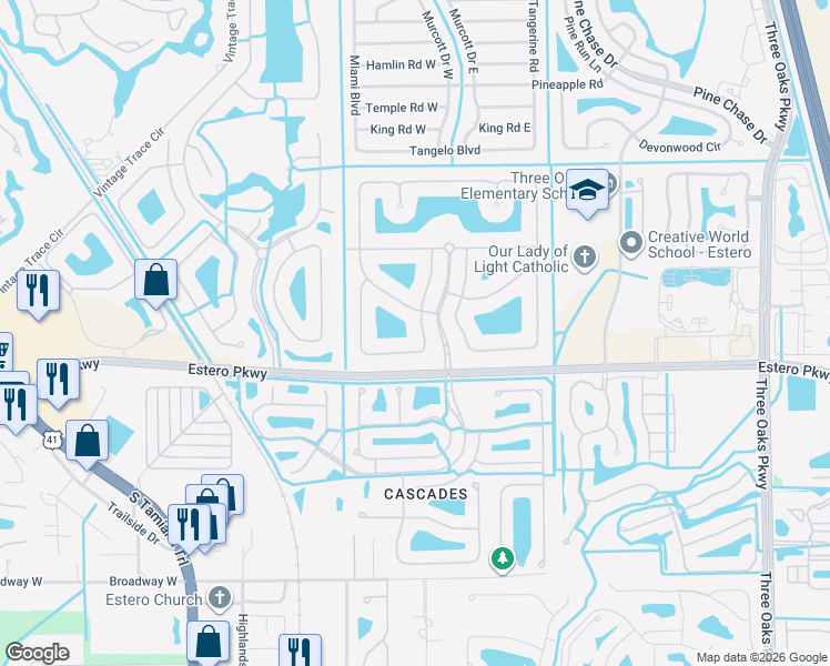 map of restaurants, bars, coffee shops, grocery stores, and more near 9002 Astonia Way in Fort Myers