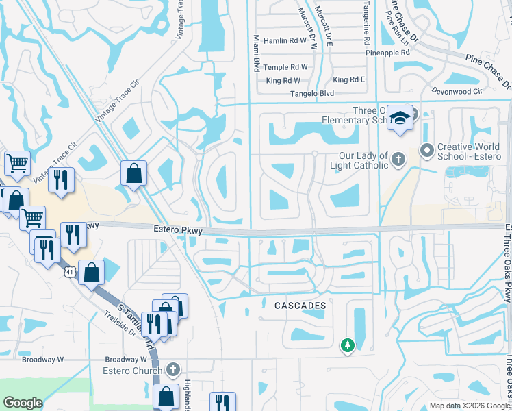 map of restaurants, bars, coffee shops, grocery stores, and more near 19644 Villa Rosa Loop in Fort Myers