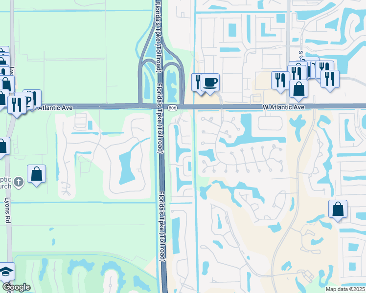 map of restaurants, bars, coffee shops, grocery stores, and more near 15232 South Tranquility Lake Drive in Delray Beach