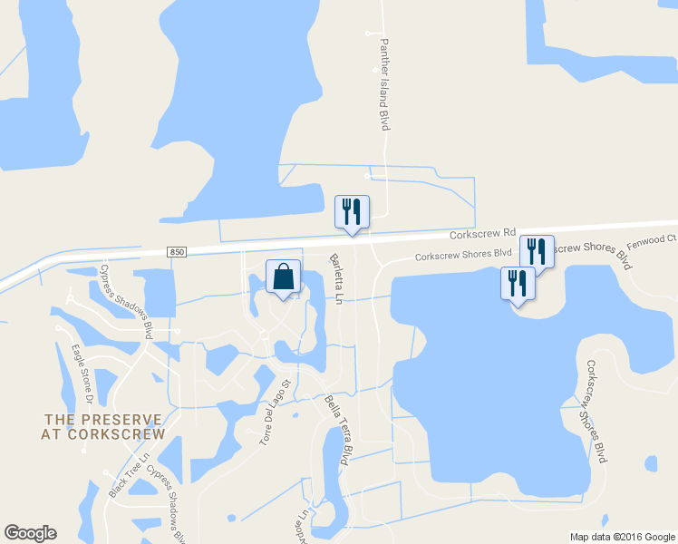 map of restaurants, bars, coffee shops, grocery stores, and more near 19990 Barletta Lane in Estero