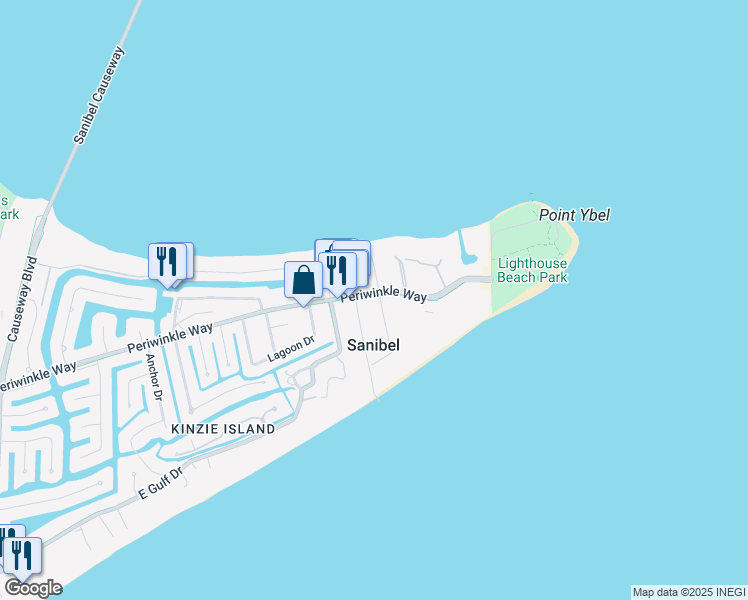 map of restaurants, bars, coffee shops, grocery stores, and more near 1206 Buttonwood Lane in Sanibel