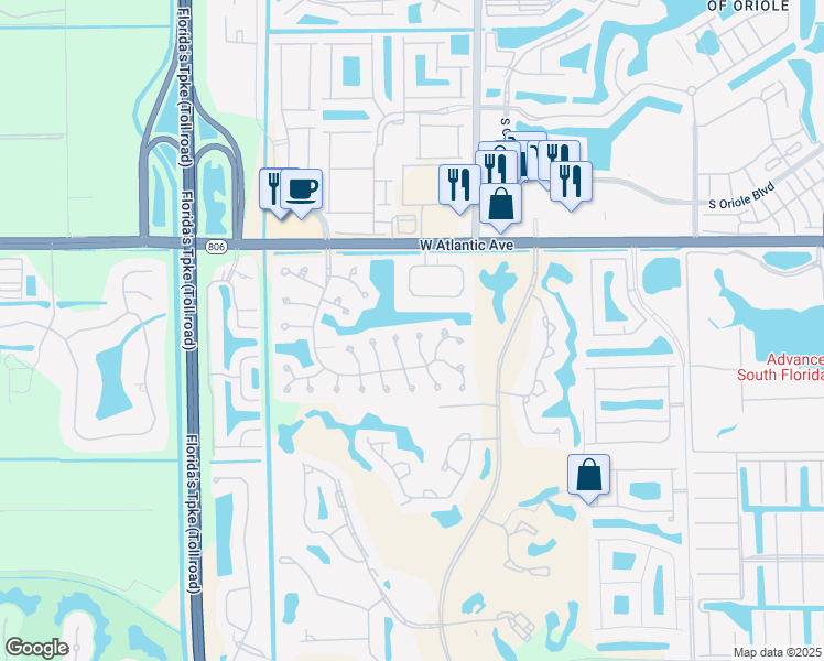 map of restaurants, bars, coffee shops, grocery stores, and more near 7585 Lexington Club Boulevard in Delray Beach