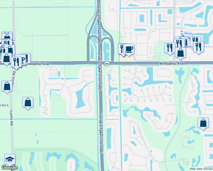 map of restaurants, bars, coffee shops, grocery stores, and more near 15180 West Tranquility Lake Drive in Delray Beach