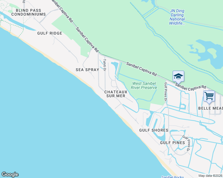 map of restaurants, bars, coffee shops, grocery stores, and more near 4731 Ruelle in Sanibel