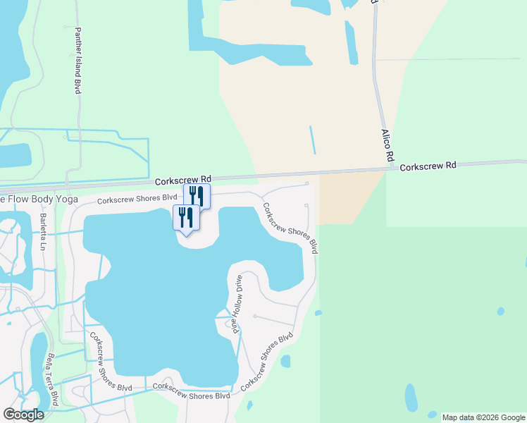 map of restaurants, bars, coffee shops, grocery stores, and more near 14620 Fenwood Court in Estero