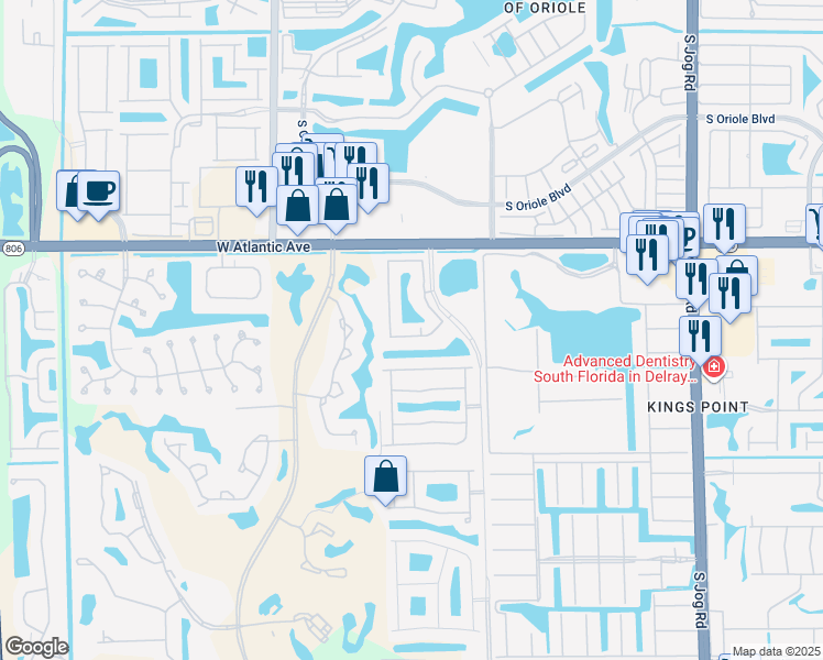 map of restaurants, bars, coffee shops, grocery stores, and more near 15095 Michelangelo Boulevard in Delray Beach