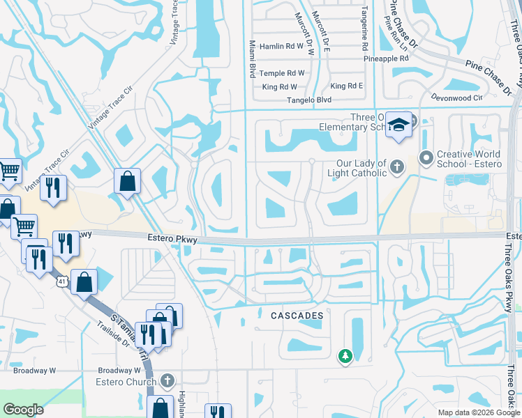 map of restaurants, bars, coffee shops, grocery stores, and more near 19637 Villa Rosa Loop in Fort Myers