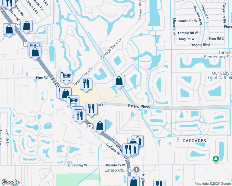 map of restaurants, bars, coffee shops, grocery stores, and more near 19760 Osprey Cove Boulevard in Fort Myers