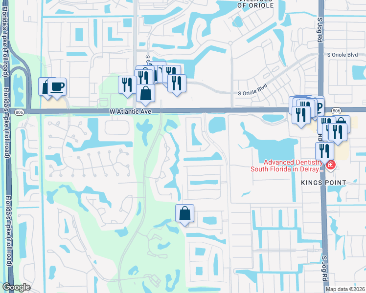 map of restaurants, bars, coffee shops, grocery stores, and more near 15095 Michelangelo Boulevard in Delray Beach