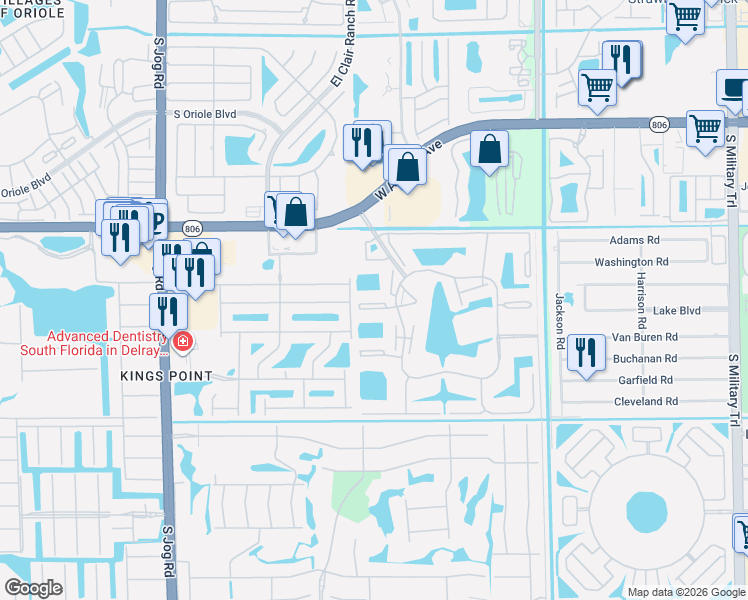 map of restaurants, bars, coffee shops, grocery stores, and more near 15072 Ashland Place in Delray Beach