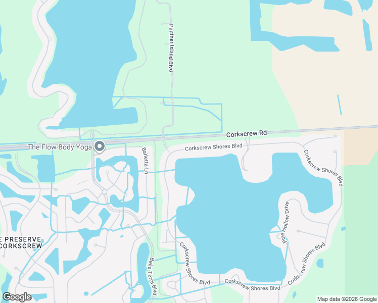 map of restaurants, bars, coffee shops, grocery stores, and more near 20189 Corkscrew Shores Boulevard in Estero