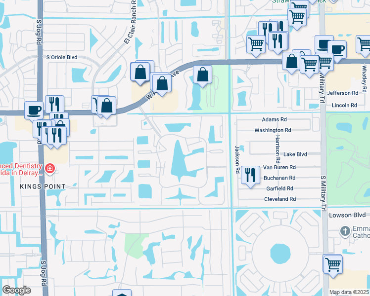 map of restaurants, bars, coffee shops, grocery stores, and more near 15461 Lakes of Delray Boulevard in Delray Beach