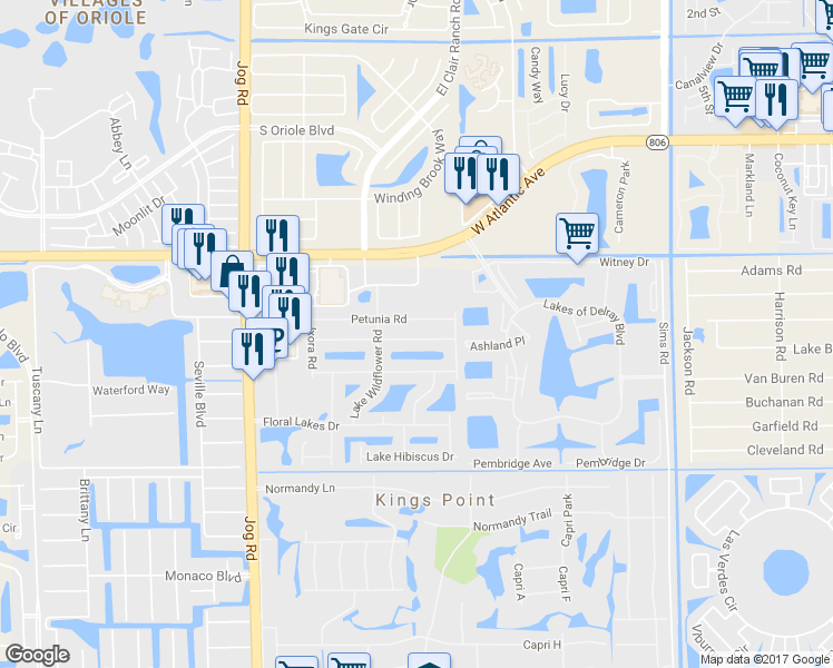 map of restaurants, bars, coffee shops, grocery stores, and more near 6101 Heliconia Road in Delray Beach