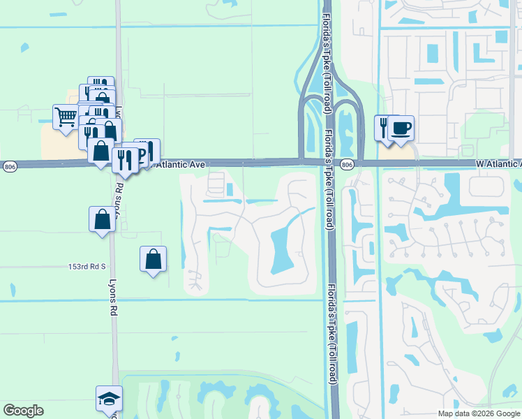 map of restaurants, bars, coffee shops, grocery stores, and more near 8218 Sawpine Road in Delray Beach