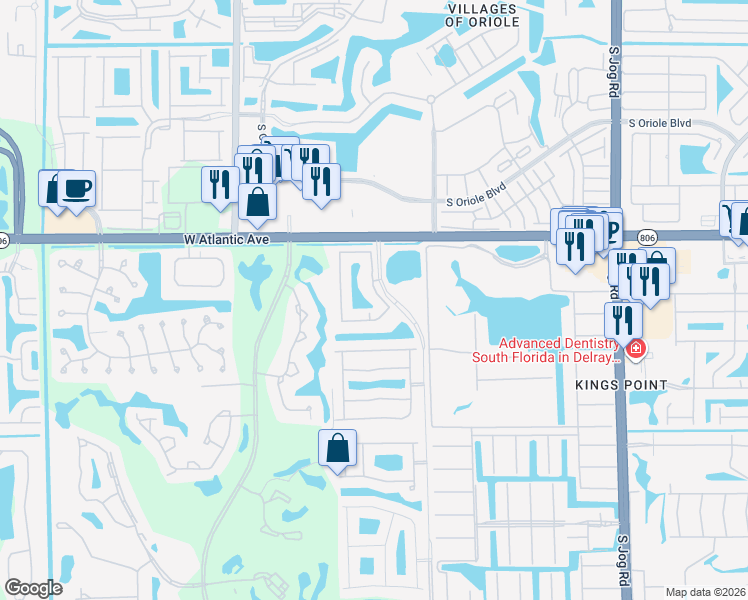 map of restaurants, bars, coffee shops, grocery stores, and more near 15155 Michelangelo Boulevard in Delray Beach