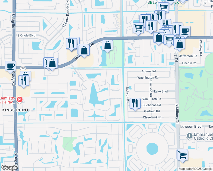 map of restaurants, bars, coffee shops, grocery stores, and more near 15453 Lakes of Delray Boulevard in Delray Beach